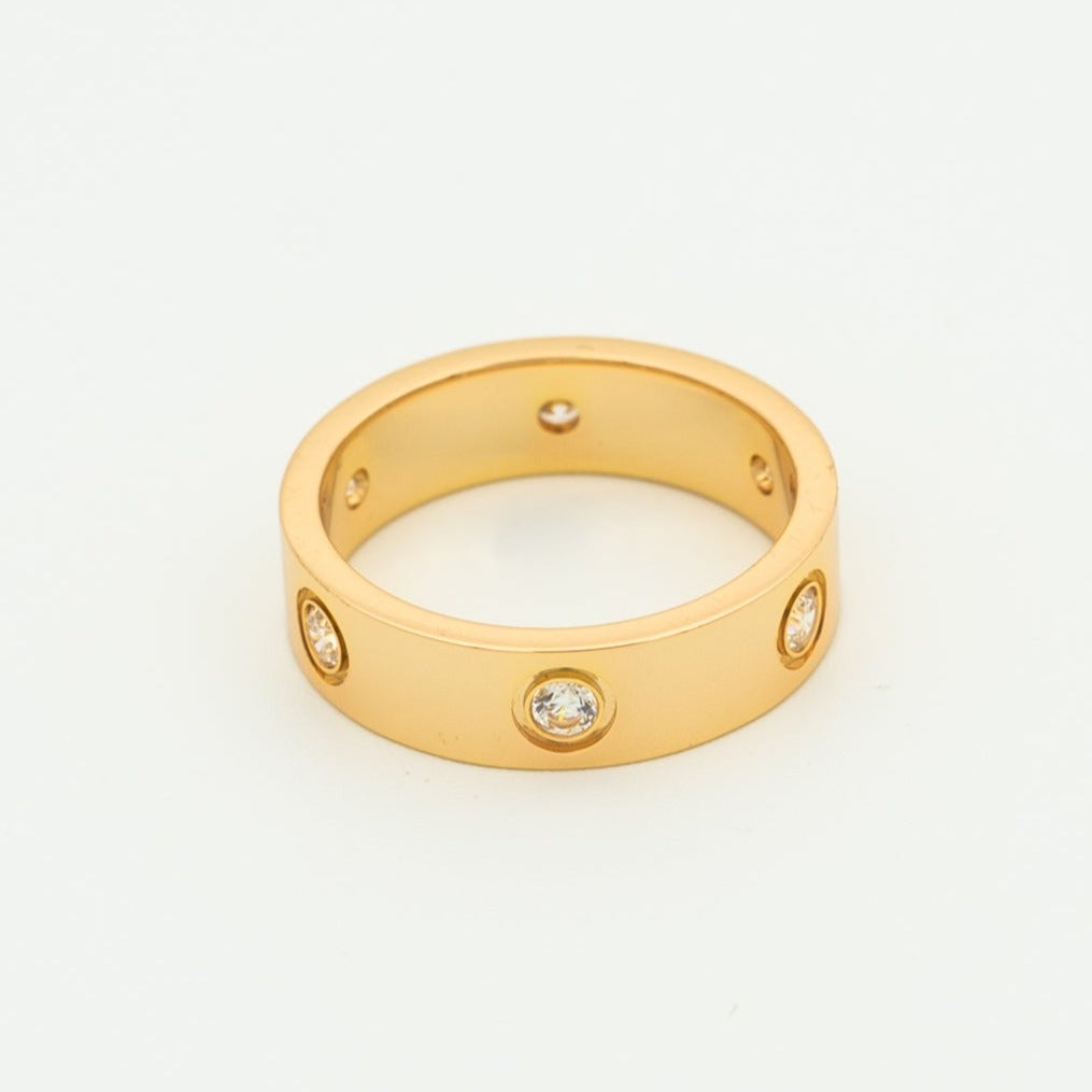 Bague LOVE, 5,5 mm de large, 6 diamants, or rose
