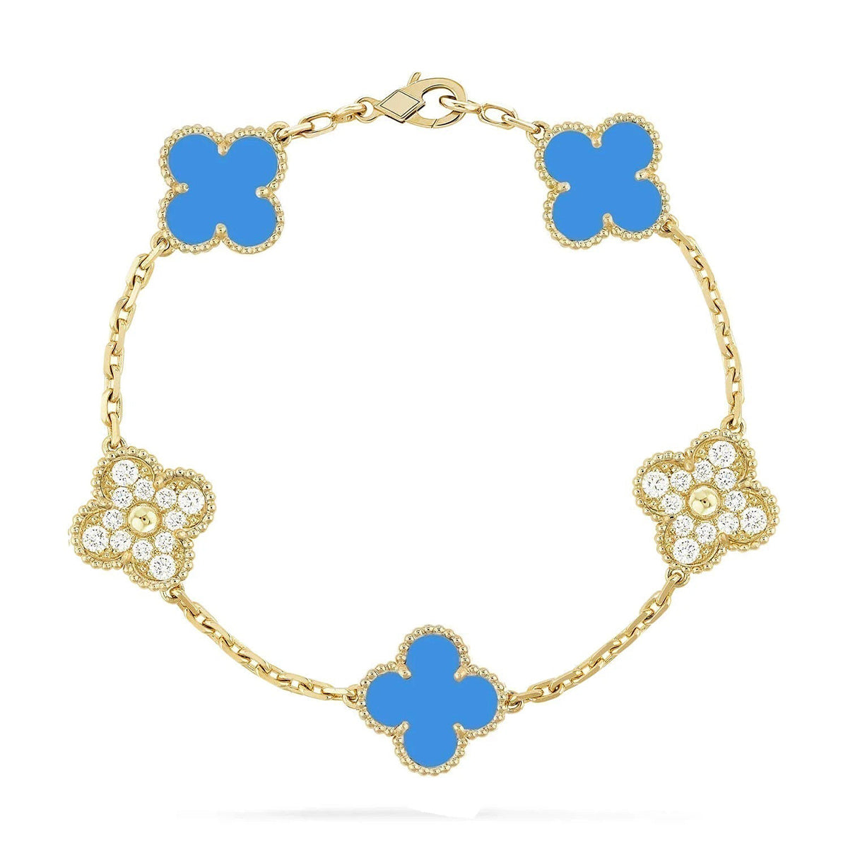 [Marins] CLOVER 5 MOTIF BLUE AGATE BRACELET COLLECTION