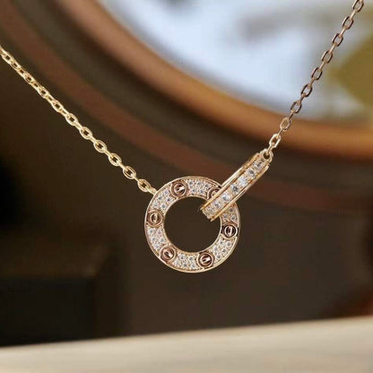 [Marins]LOVE 7.6MM NECKLACE Marins GOLD AND SILVER  FULL DIAMOND