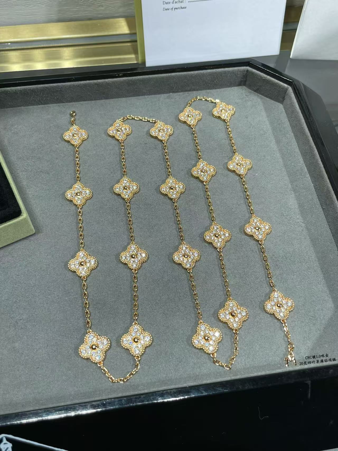 [Marins]CLOVER 20 MOTIFS FULL-DIAMOND NECKLACE
