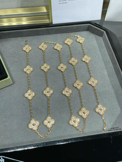 [Marins]CLOVER 20 MOTIFS FULL-DIAMOND NECKLACE