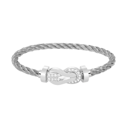 [Marins]CHANCE LARGE 8 FIGURE BUCKLE HALF DIAMOND BRACELET SILVER