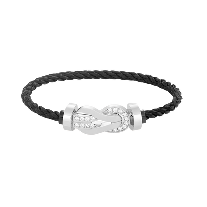 [Marins]CHANCE LARGE 8 FIGURE BUCKLE HALF DIAMOND BRACELET SILVER