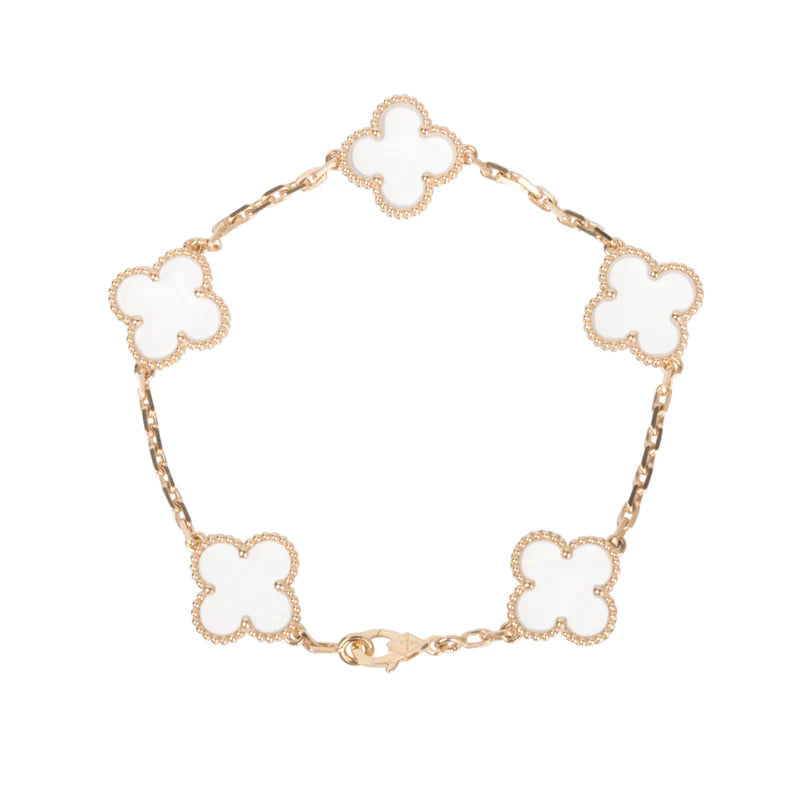 [Marin-Jewelry]CLOVER 5 MOTIF ROCK CRYSTAL BRACELET