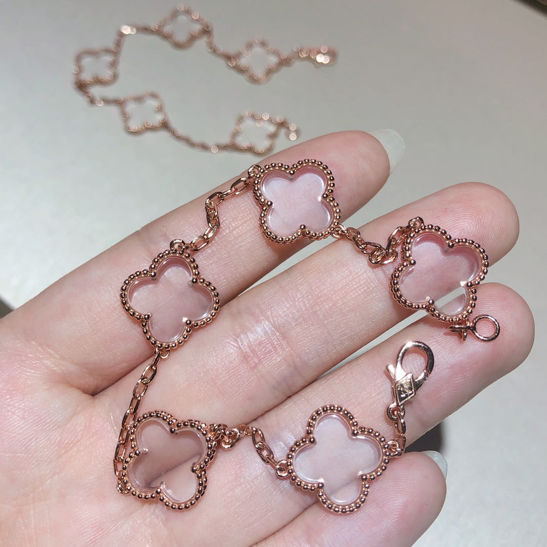 [Marins]CLOVER 5 MOTIF ROCK CRYSTAL BRACELET