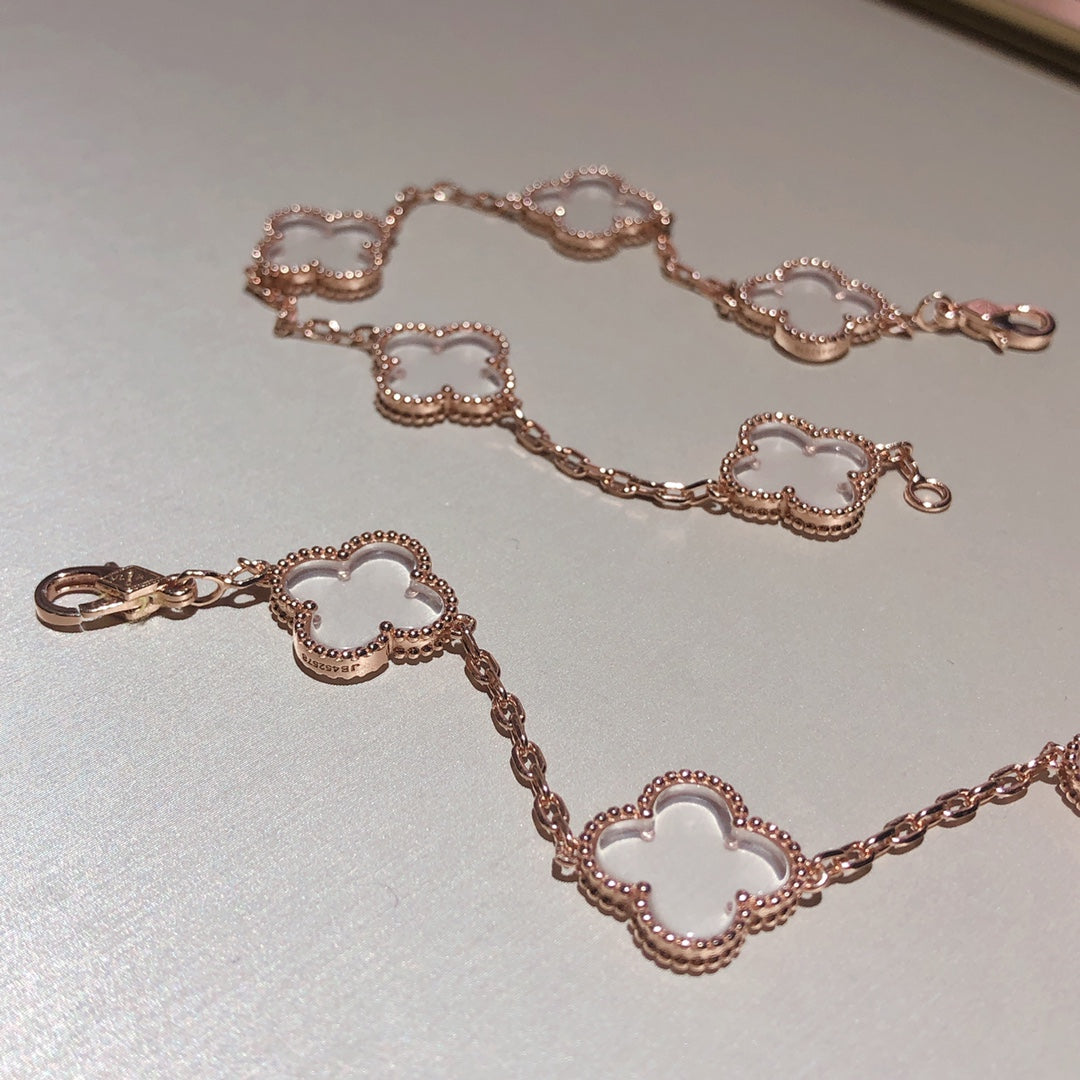 [Marins]CLOVER 5 MOTIF ROCK CRYSTAL BRACELET