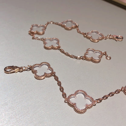 [Marins]CLOVER 5 MOTIF ROCK CRYSTAL BRACELET