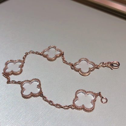 [Marins]CLOVER 5 MOTIF ROCK CRYSTAL BRACELET