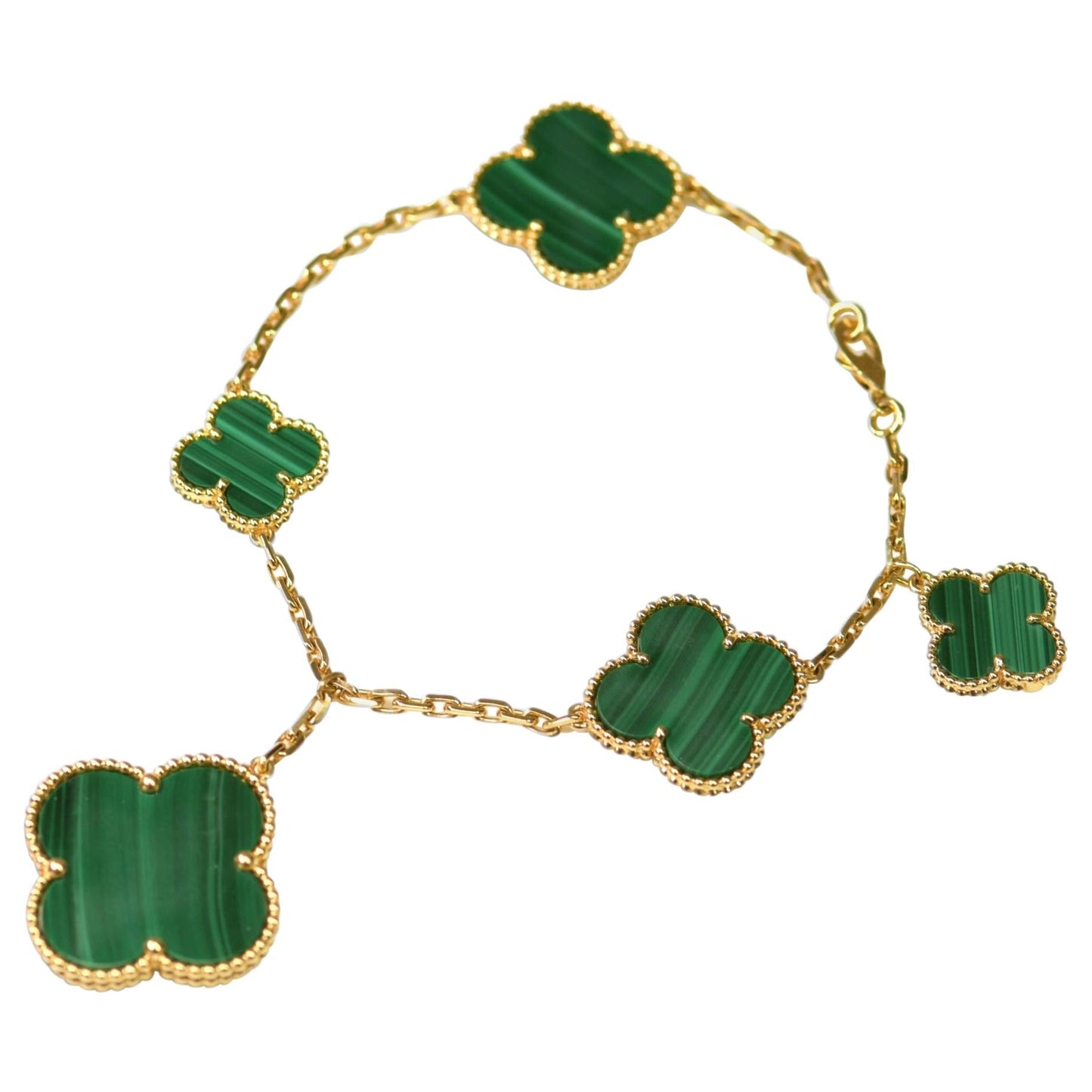 [Marins]MAGIC CLOVER MALACHITE GOLD BRACELET 5 MOTIFS