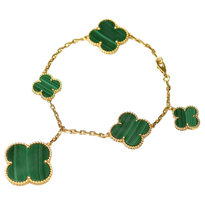 [Marins]MAGIC CLOVER MALACHITE GOLD BRACELET 5 MOTIFS