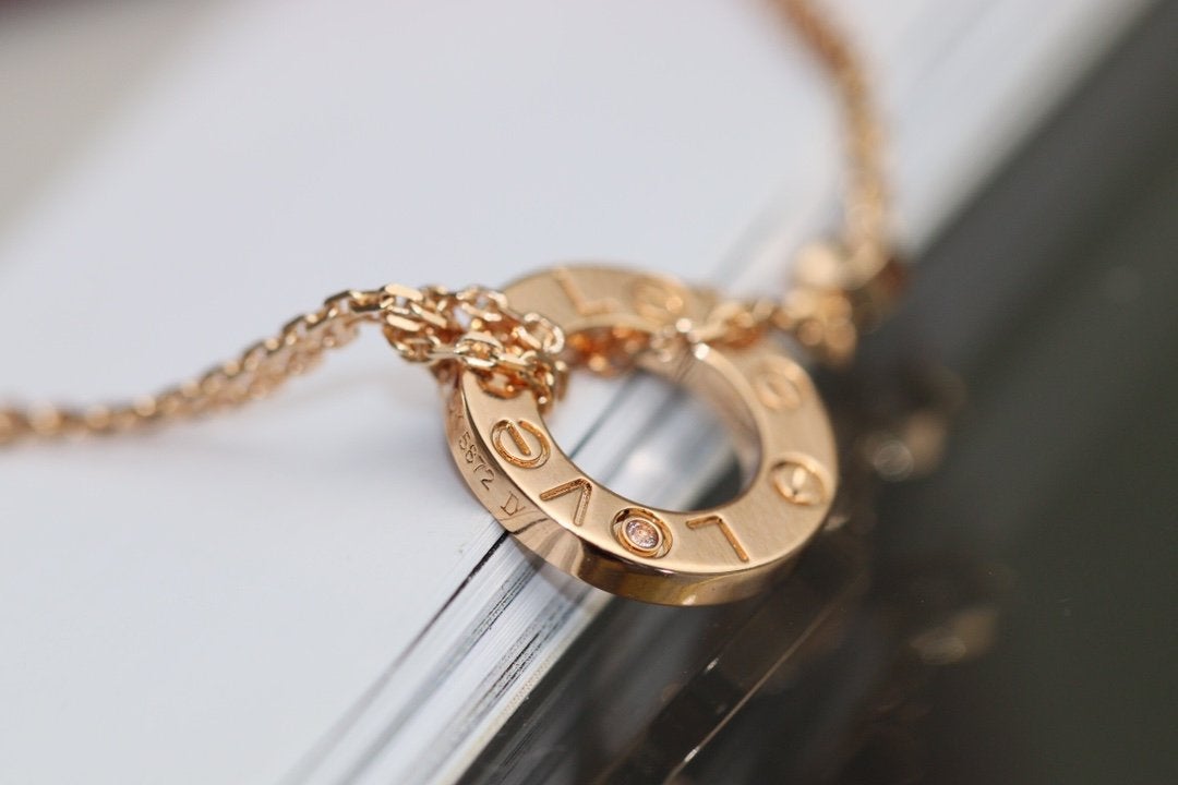 [Marins]LOVE NECKLACE ADJUSTABLE Marins GOLD 2 DIAMOND