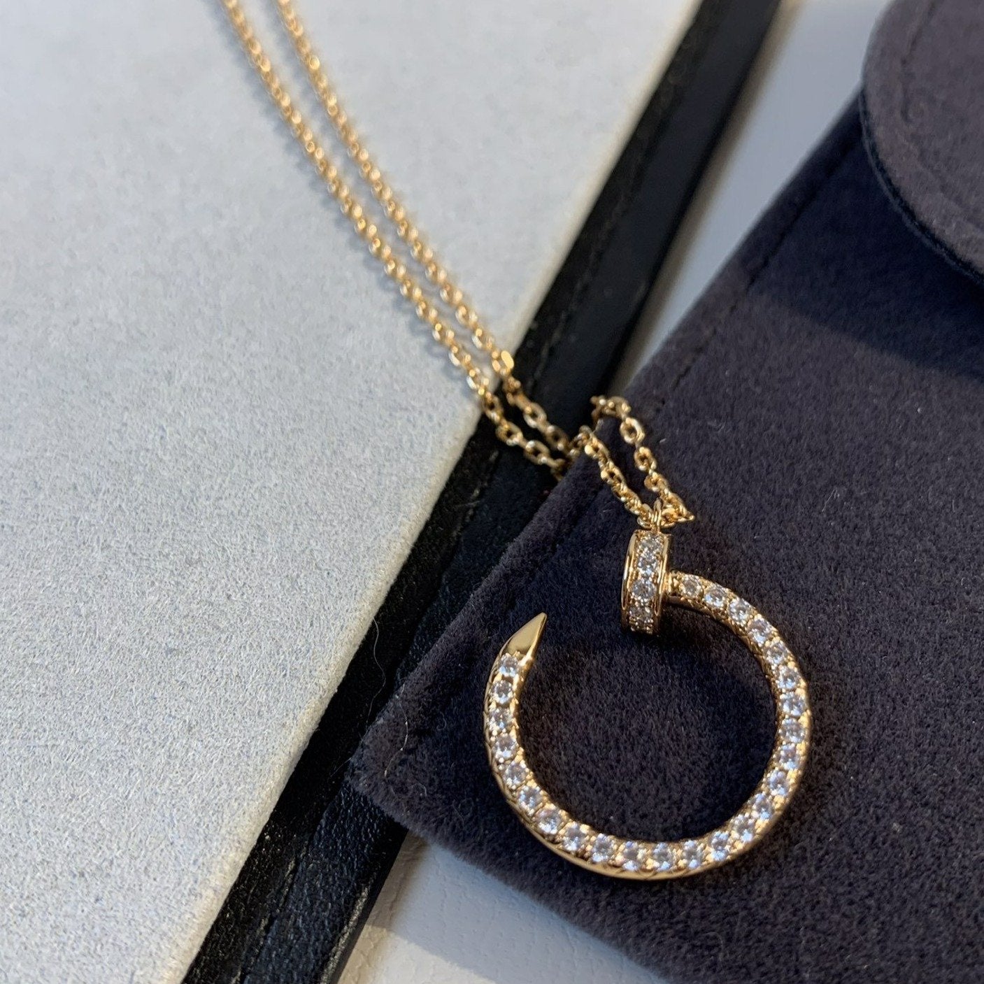 [Marins]JUSTE NECKLACE PINK GOLD DIAMONDS