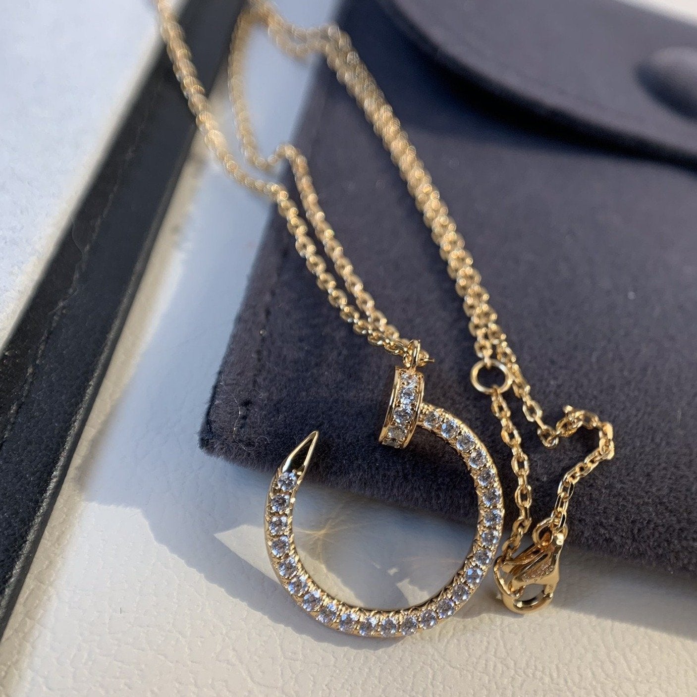 [Marins]JUSTE NECKLACE PINK GOLD DIAMONDS