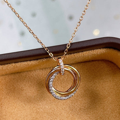 [Marins]TRINITY NECKLACE SILVER GOLD PINK GOLD DIAMONDS