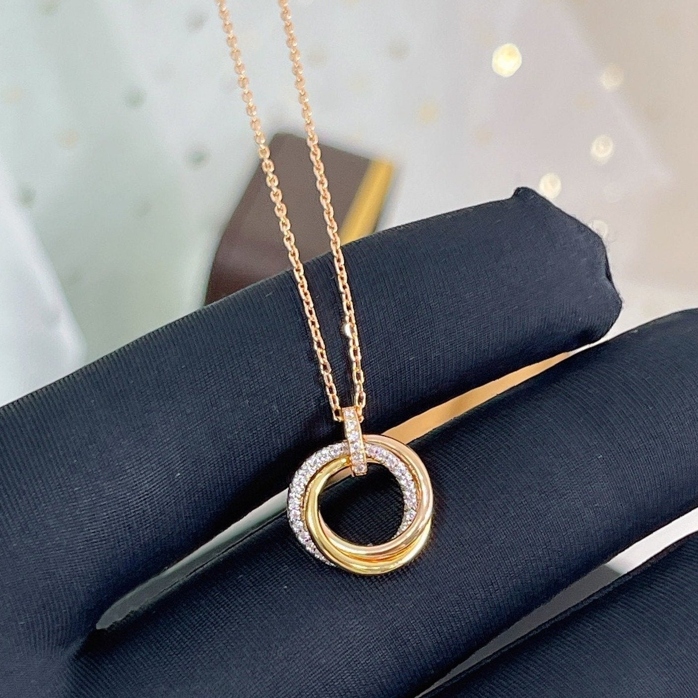 [Marins]TRINITY NECKLACE SILVER GOLD PINK GOLD DIAMONDS