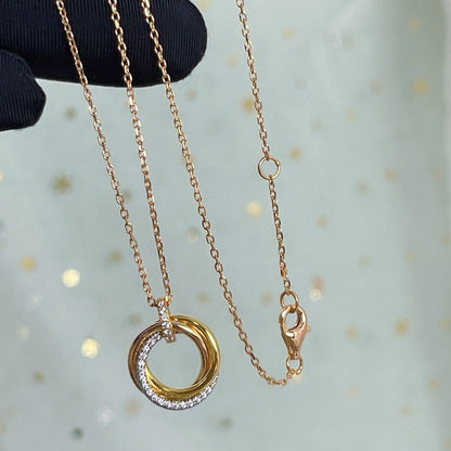 [Marins]TRINITY NECKLACE SILVER GOLD PINK GOLD DIAMONDS