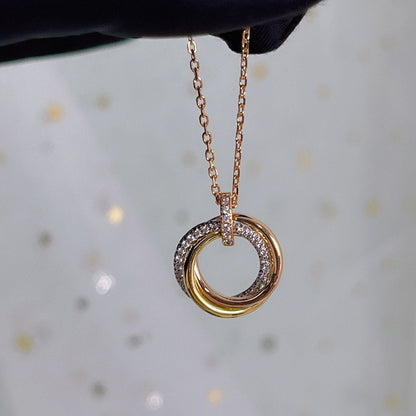[Marins]TRINITY NECKLACE SILVER GOLD PINK GOLD DIAMONDS