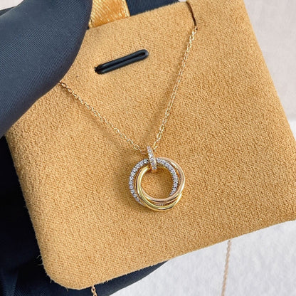 [Marins]TRINITY NECKLACE SILVER GOLD PINK GOLD DIAMONDS