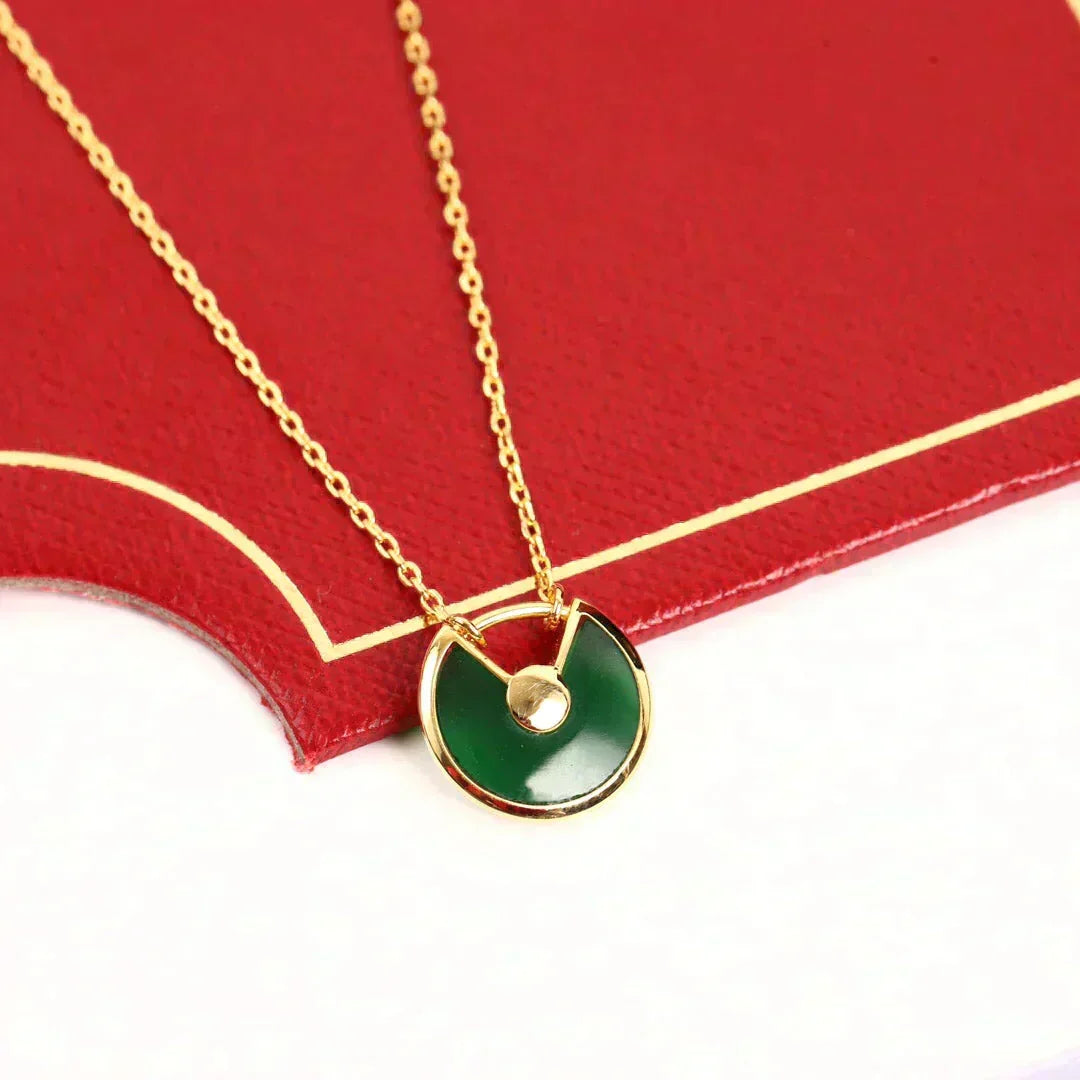 [Marins]AMULETTE GOLD MALACHITE NECKLACE