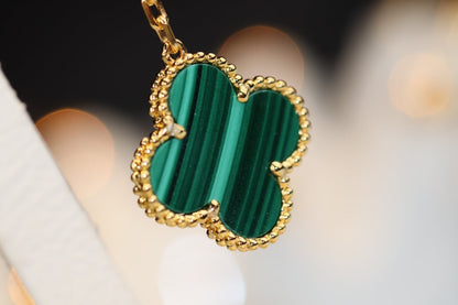 [Marins]CLOVER EARRINGS GOLD MALACHITE DIAMOND 3 MOTIF