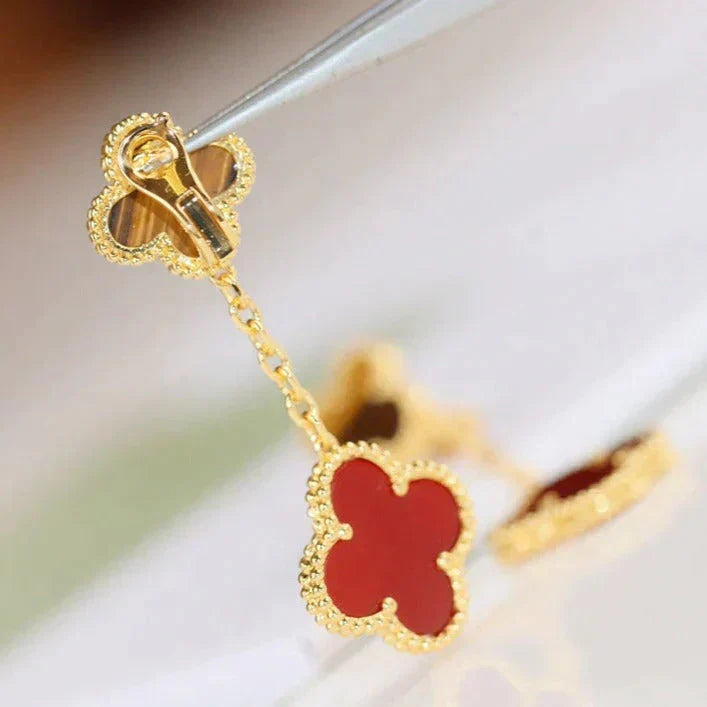 [Marins]CLOVER  2 MOTIF  TIGER EYE CARNELIAN EARRINGS