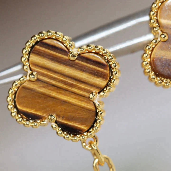 [Marins]CLOVER  2 MOTIF  TIGER EYE CARNELIAN EARRINGS