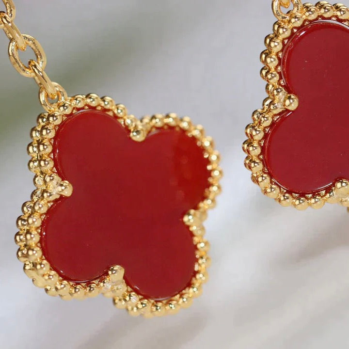 [Marins]CLOVER  2 MOTIF  TIGER EYE CARNELIAN EARRINGS
