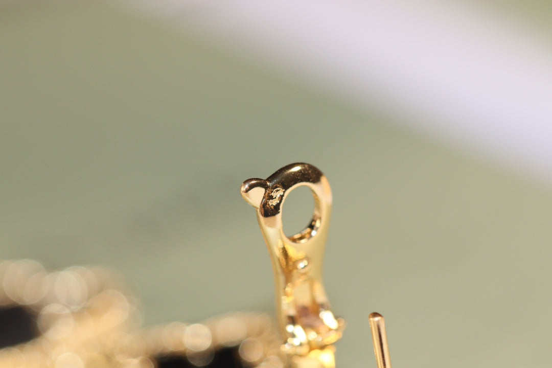 [Marins]CLOVER EARRINGS GOLD ONYX MOP 3 MOTIF