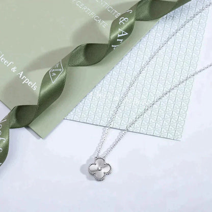 [Marins]CLOVER  15MM DIAMOND LASER NECKLACE SILVER