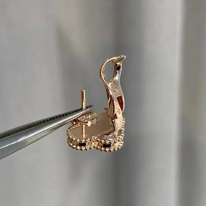 [Marins]CLOVER MEDIUM 1 MOTIFS  PINK MOP DIAMOND EARRINGS
