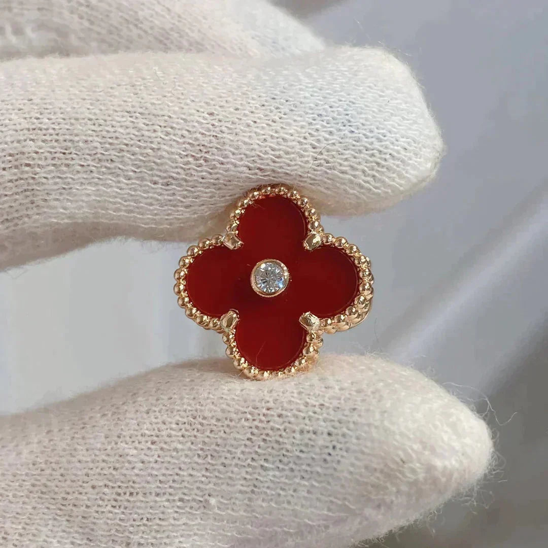 [Marins]CLOVER MEDIUM 1 MOTIFS CARNELIAN  DIAMOND earrings