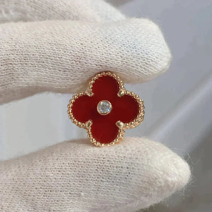 [Marins]CLOVER MEDIUM 1 MOTIFS CARNELIAN  DIAMOND earrings