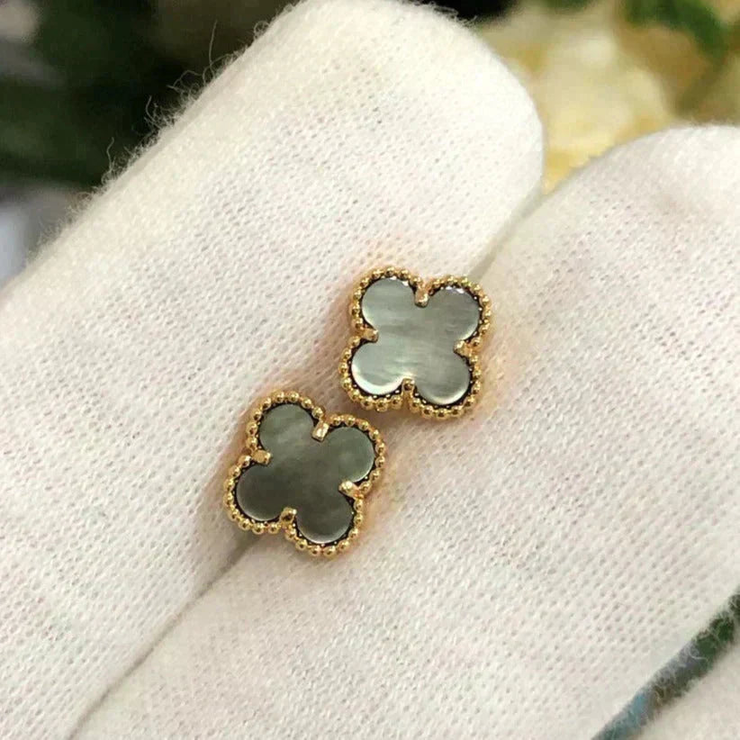 [Marins]CLOVER MINI 9.5MM GRAY MOP EARRINGS