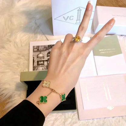 [Marins] CLOVER 5 MOTIF MALACHITE BRACELET COLLECTION