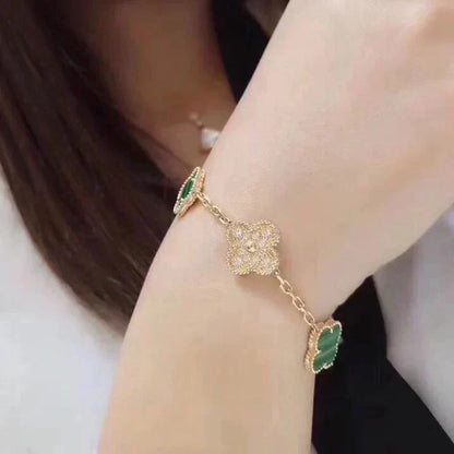 [Marins] CLOVER 5 MOTIF MALACHITE BRACELET COLLECTION