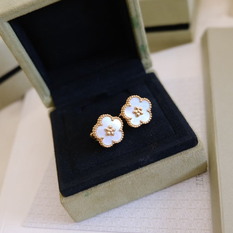 [Marins]LUCKY PINK GOLD WHITE MOP EARRINGS