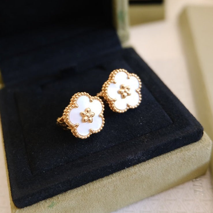 [Marins]LUCKY PINK GOLD WHITE MOP EARRINGS