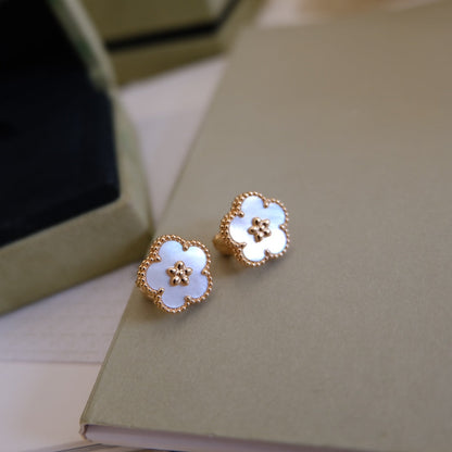 [Marins]LUCKY PINK GOLD WHITE MOP EARRINGS