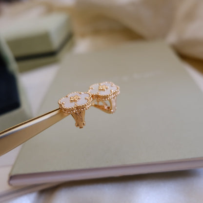 [Marins]LUCKY PINK GOLD WHITE MOP EARRINGS