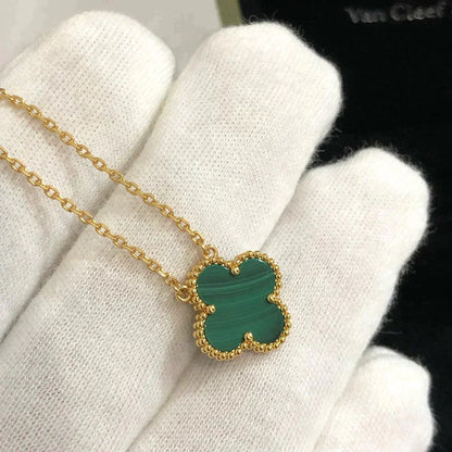[Marins]CLOVER 15MM MALACHITE SINGLE FLOWER  NECKLACE