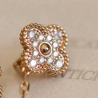 [Marins]CLOVER MEDIUM 1 MOTIFS FUll DIAMOND EARRINGS