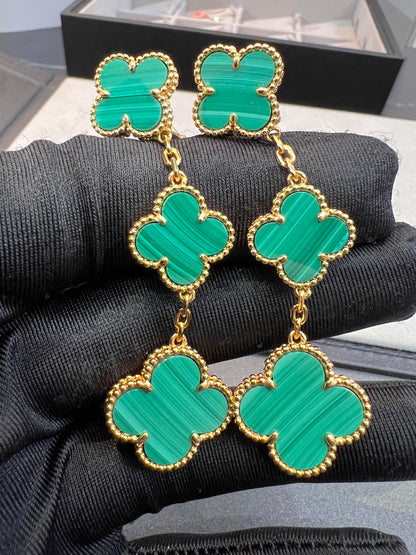 [Marins]CLOVER MALACHITE 3 MOTIFS GOLD