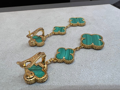 [Marins]CLOVER MALACHITE 3 MOTIFS GOLD