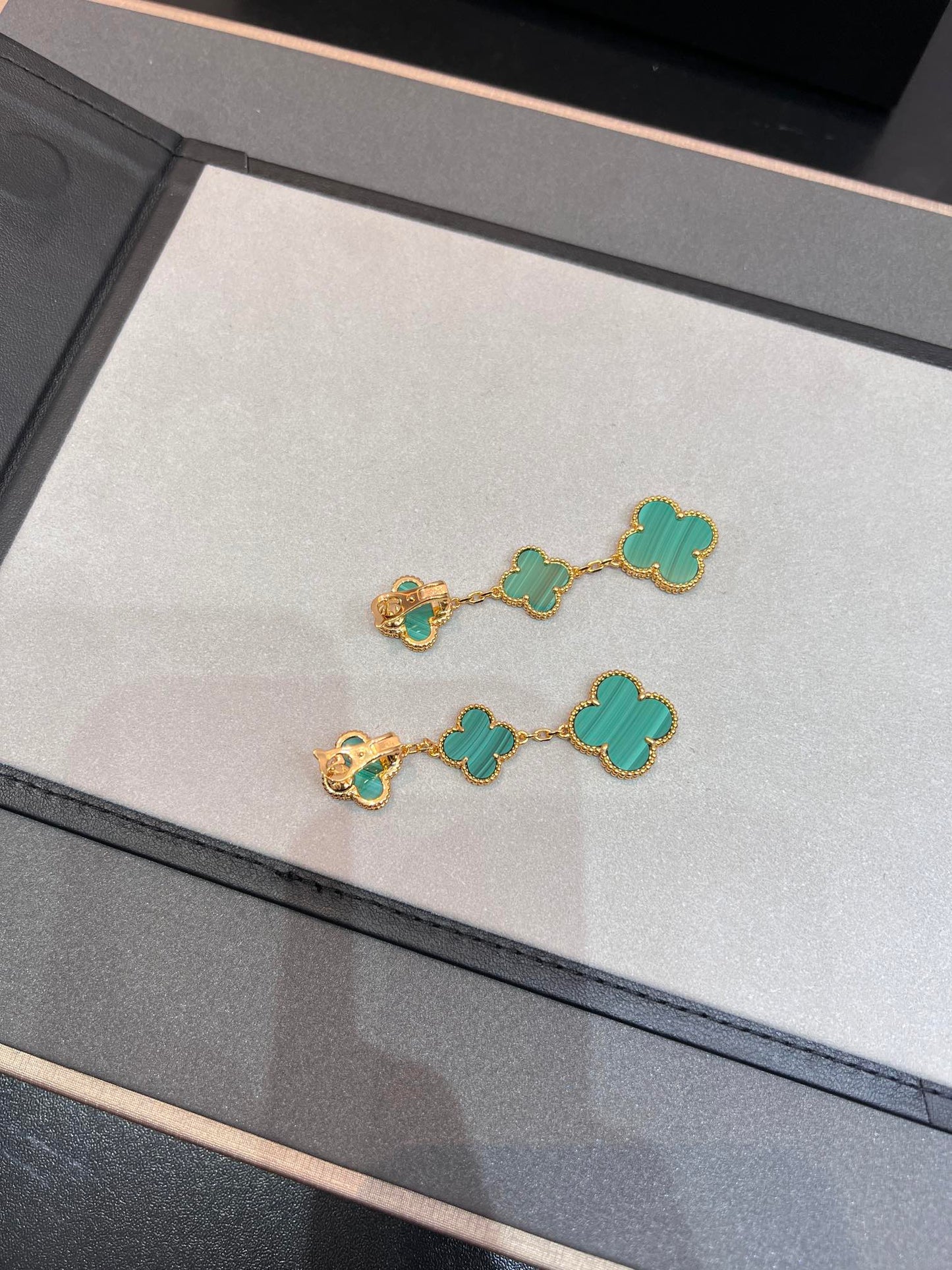 [Marins]CLOVER MALACHITE 3 MOTIFS GOLD