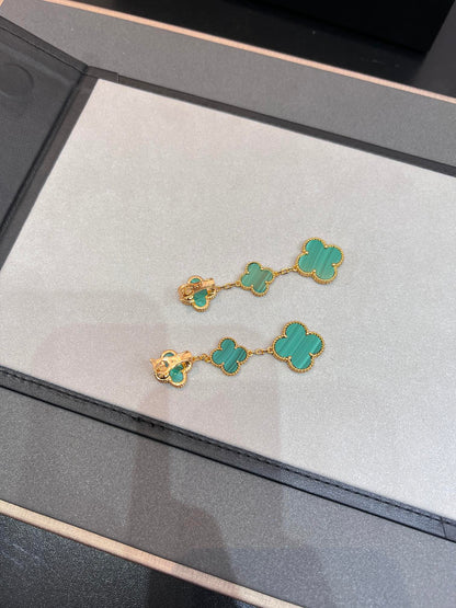 [Marins]CLOVER MALACHITE 3 MOTIFS GOLD