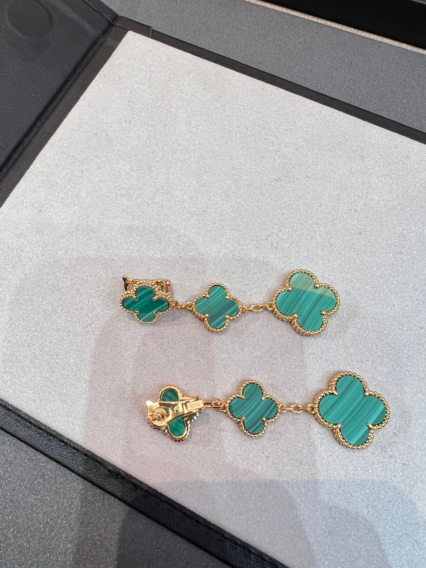 [Marins]CLOVER MALACHITE 3 MOTIFS GOLD