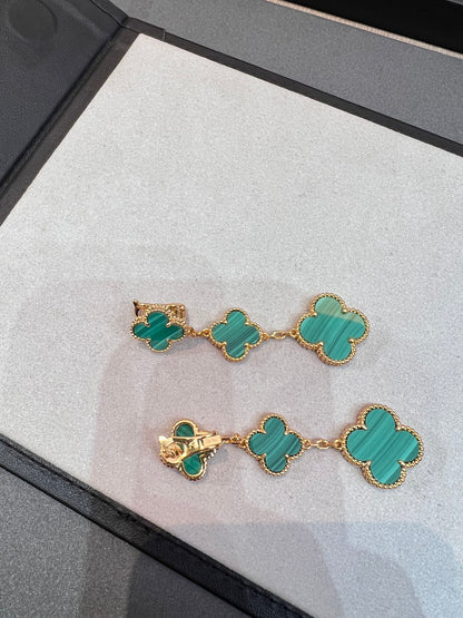[Marins]CLOVER MALACHITE 3 MOTIFS GOLD