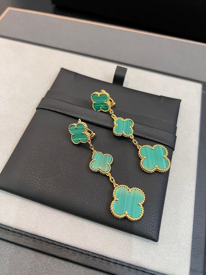 [Marins]CLOVER MALACHITE 3 MOTIFS GOLD