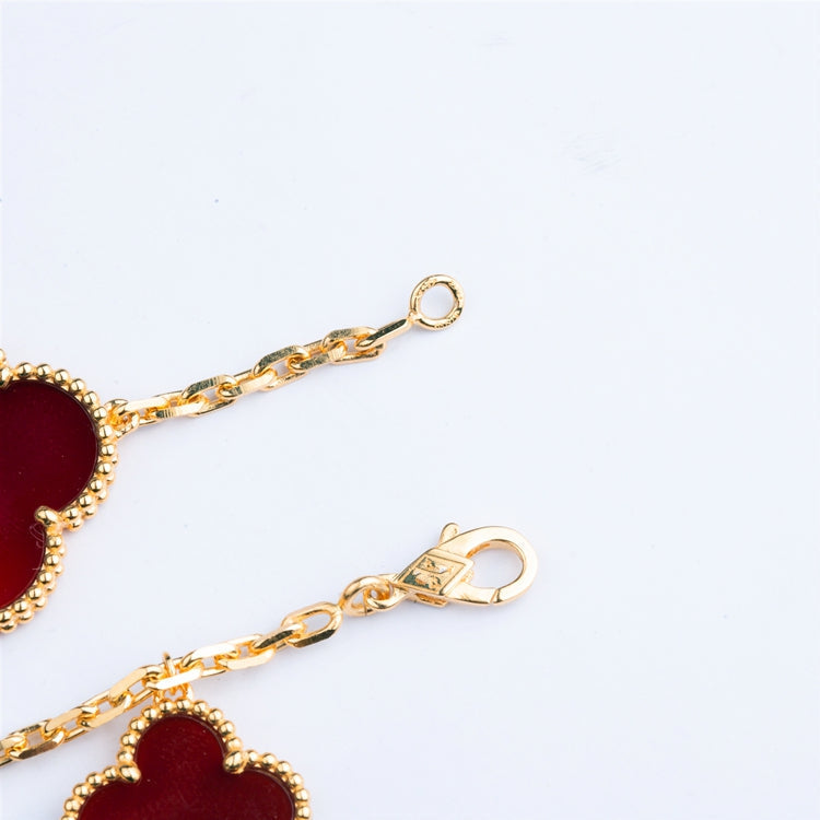 [Marins]CLOVER BRACELET 5 MOTIFS CARNELIAN TIGER EYE