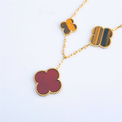 [Marins]CLOVER BRACELET 5 MOTIFS CARNELIAN TIGER EYE